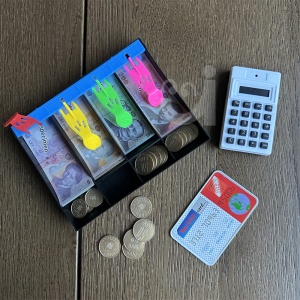 Set de joaca educatie financiara cu specimen bancnote si monede RON