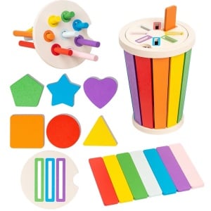 Set de sortare forme si culori in pahar- Curcubeu
