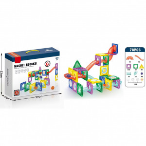 Set educativ de constructie cu piese magnetice, Magna Blocks, 78 piese