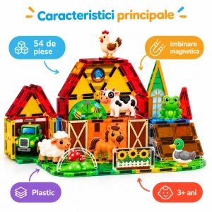 Set STEM cu piese magnetice de construit - Ferma vesela - 54 piese - Img 5