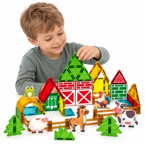 Set STEM cu piese magnetice de construit - Ferma vesela - 70 piese - Img 2