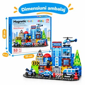 Set STEM cu piese magnetice de construit - Sectia de Politie - 54 piese - Img 8
