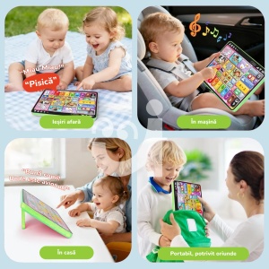 Tableta 3 in 1 in limba romana, cu activitati educative, logopedice si de asociere pentru copii, Verde