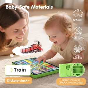 Tableta interactiva 3 in 1 pentru copii, jucarie logopedica si muzicala, verde