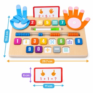 Tablita multifunctionala din lemn, matematica si desen, cu abac si accesorii - Img 6
