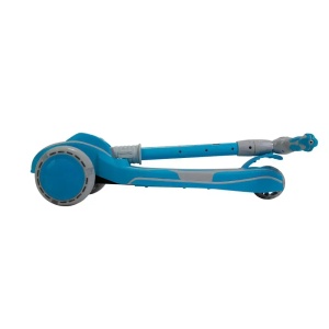 Trotineta cu 3 roti silicon, lumini LED, muzica, pliabila, albastru