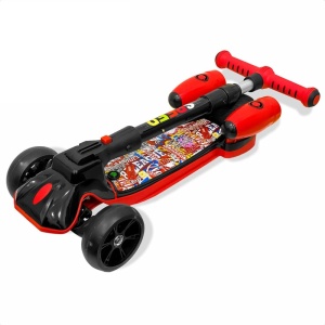 Trotineta reglabila cu 3 roti, lumini, Bluetooth, sunete si lansator de abur tip fum, 3-10 ani, albastru - Img 3