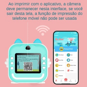 Aparat foto digital copii cu imprimare fotografie instant, 24 MP 1080p, Display LCD color 3.2", Turcoaz