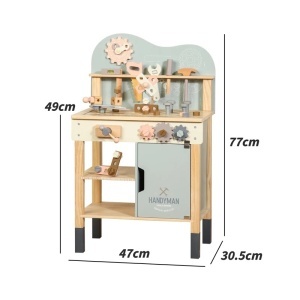 Banc de scule din lemn cu accesorii incluse si dulapior depozitare\
