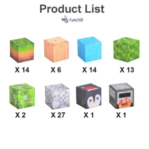 Blocuri magnetice de constructie 3D tip Minecraft, 2.5 cm - 78 piese