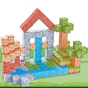 Blocuri magnetice de constructie 3D tip Minecraft, 2 cm - 119 piese