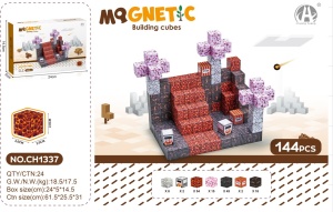 Blocuri magnetice de constructie 3D tip Minecraft, 2 cm - 144 piese - Lava - Img 2