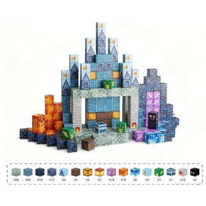 Blocuri magnetice de constructie 3D tip Minecraft, 2 cm - 276 piese - Halloween - Img 2