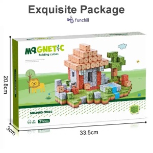 Blocuri magnetice de constructie 3D tip Minecraft, 2 cm - 312 piese