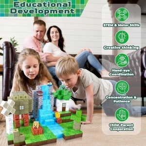 Blocuri magnetice de constructie 3D tip Minecraft, 2 cm