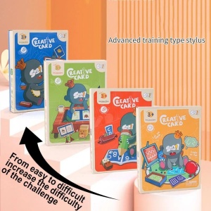 Caiet creativ reutilizabil, exersare scriere, 72 cartonase, Etapa 1, Dot-to-dot