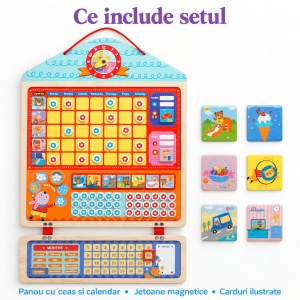 Calendar magnetic cu recompense pentru copii si panou pentru rutina zilnica, cu ceas si activitati - Img 7