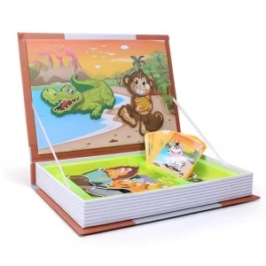 Carte magnetica puzzle pentru copii – Animale din jungla