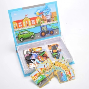 Carte magnetica puzzle pentru copii – Vehicule in trafic