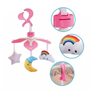 Carusel mecanic mobil pentru patut sau carucior, Bedside bell, Roz
