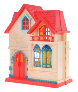 Casa de papusi din plastic cu etaj si mobilier pentru copii