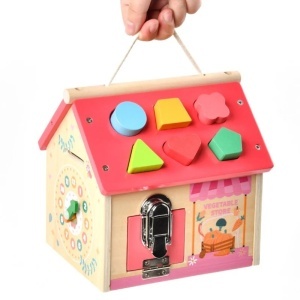 Casuta educativa din lemn 8 in 1 cu activitati Montessori - Tambur