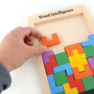 Joc educativ puzzle tetris din lemn, 40 piese