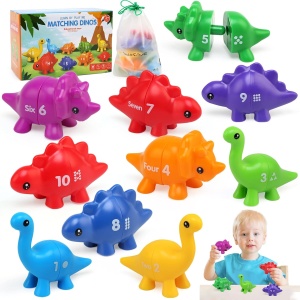 Joc educativ de asociere cu dinozauri, 20 piese, cifre