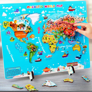 Joc educativ din lemn tip puzzle, Harta lumii