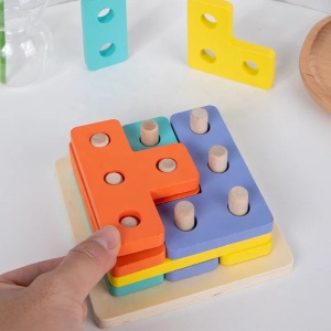 Joc educativ multifunctional 3 in 1 cu forme, inele, betisoare si cartonase