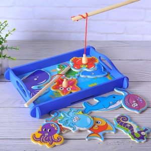 Joc Montessori din Lemn, Pescuit Magnetic