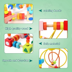 Jucarie din lemn labirint motricitate cu abac, Colourful Maze