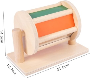 Jucarie Montessori din Lemn, Tambur rotativ, Colorat