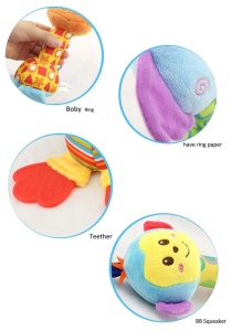 Jucarie zornaitoare din material textil cu element moale pentru detitie - Girafa