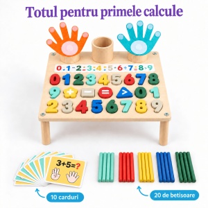Masuta Montessori din lemn, forme geometrice si numarare pe degete - Cifre - Img 8