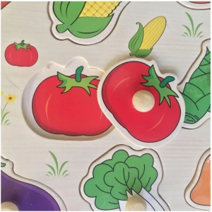 Puzzle incastru cu maner si imagine de asociere - Legume - Img 3