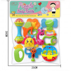 Set 10 jucarii zornaitoare din silicon cu forme si texturi diferite, multicolor