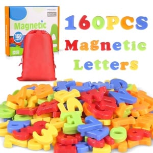 Set 160 litere si cifre magnetice din plastic, Learn & Grow