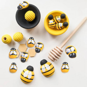 Set 50 albinute colorate din lemn pentru creatii, 20 mm