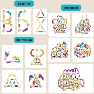 Set constructie magnetic flexibil 3D STEM cu tuburi si bile – 36 piese