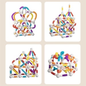 Set constructie magnetic flexibil 3D STEM cu tuburi si bile – 36 piese