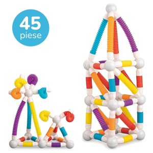 Set constructie magnetic flexibil 3D STEM cu tuburi si bile – 45 piese