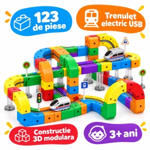 Set constructie tren cu circuit magnetic 3D - 123 piese - Img 7