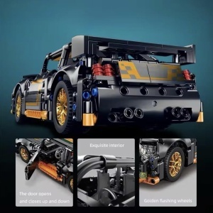 Set de constructie Masina de curse Supercar, cu mecanism pull-back si usi functionale – 470 piese - Img 7