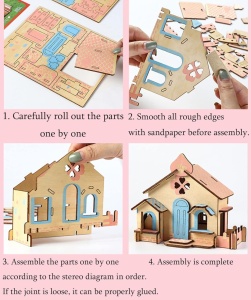 Set de construit din lemn, macheta, copii si adulti, 33 piese, Choco house, 8+ ani