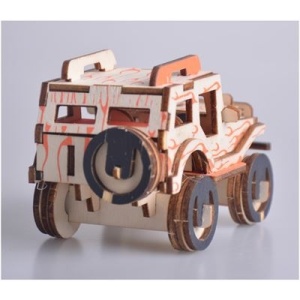 Set de construit din lemn, macheta, copii si adulti, 40 piese, Jeep, 8+ ani