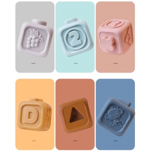 Set de joaca 2 in 1 cuburi moi si inele de stivuire, Ursulet