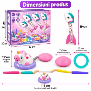 Set de joaca activa 3 in 1 Unicorn, cu muzica, telecomanda, 4 rachete si 12 inele - Img 8