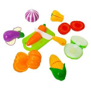 Set de joaca de feliat din plastic, 15 piese, Legume