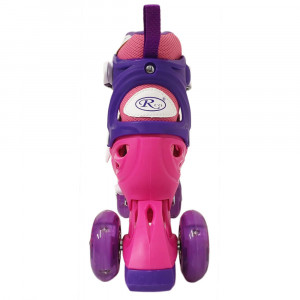Set role cu echipament, roti cu luminite, marime ajustabila 25-28, Fucsia